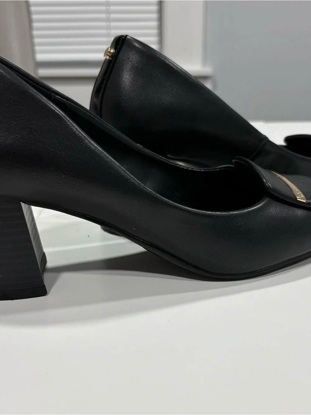 Jones New York Black Pumps with Gold Accent Bar